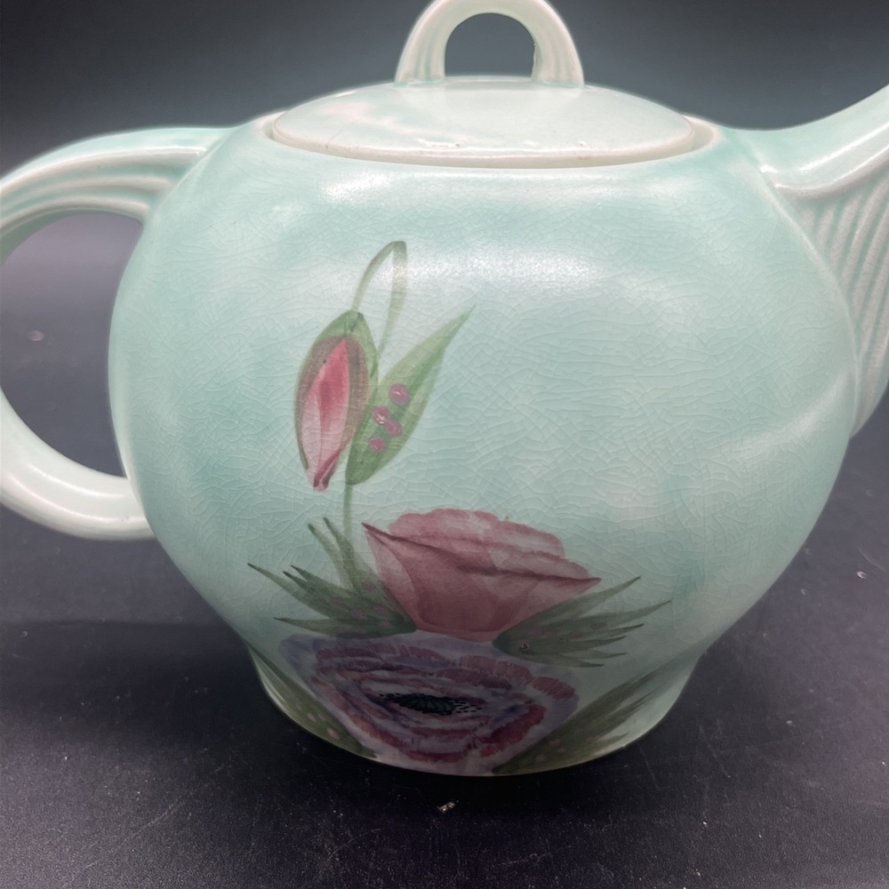 Vintage E Radford Pottery Hand Painted Floral Teapot England Art Deco Shape 340 - Picture 2 of 16